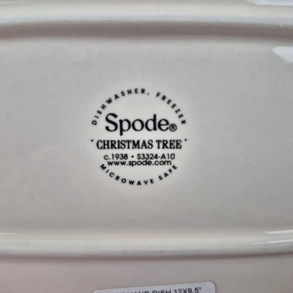 Spode Christmas Tree Rectangular Handled Dish S3324-A10 NIB 12 x 9.5 in Holiday - Picture 8 of 10